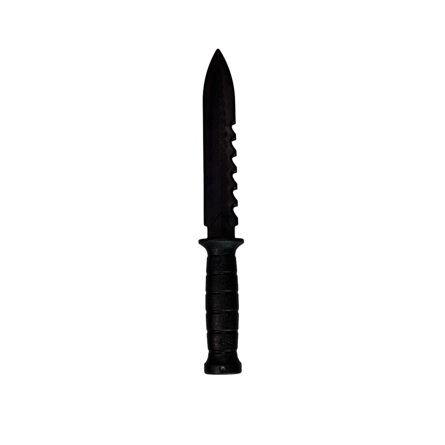 Serrated Spine Poly Training Knife with 8.5 Inch Drop Point Blade and Leather Wrapped Textured Handle Prop