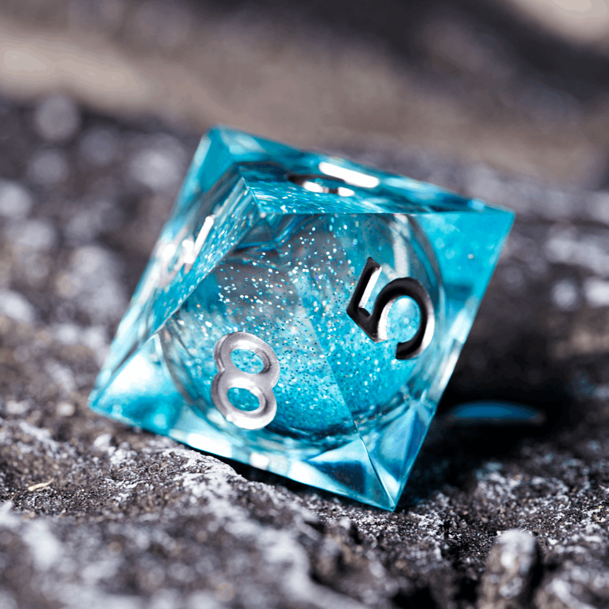 HD Starry Sky Flowing Sand Blue Resin Dice