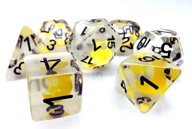 Moon and Star Glow in the Dark 7-Dice DND RPG Dice Set - 