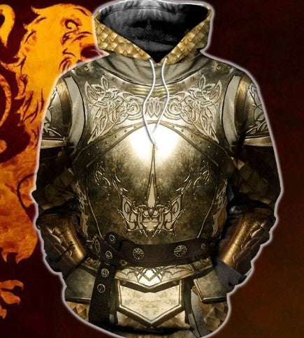Armor Knight Hot Print Men's Hooded Sweater-DungeonDice1