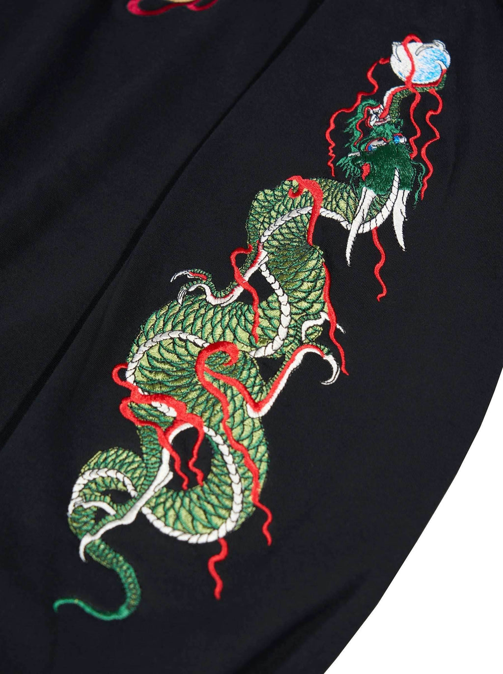 KH9005 Green Dragon Embroidery Hoodie - Black / S