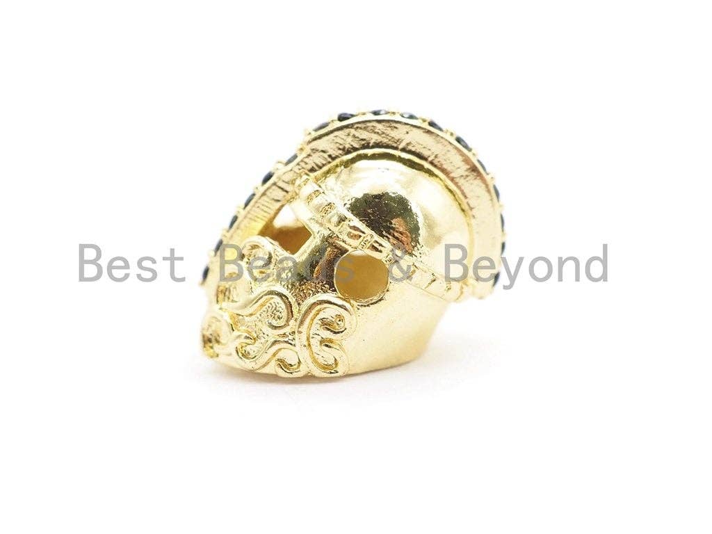 Antique Style Warrior Helmet Beads,Cubic Zirconia Pave Beads, CZ pave helmet Spacer Beads, Men's Bracelet Beads, 10x14mm, sku#Y135
