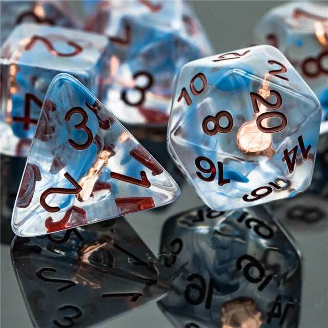 Bard (Violin) Clear Dice w/ Golden Violin 7-Dice Set Rpg - 