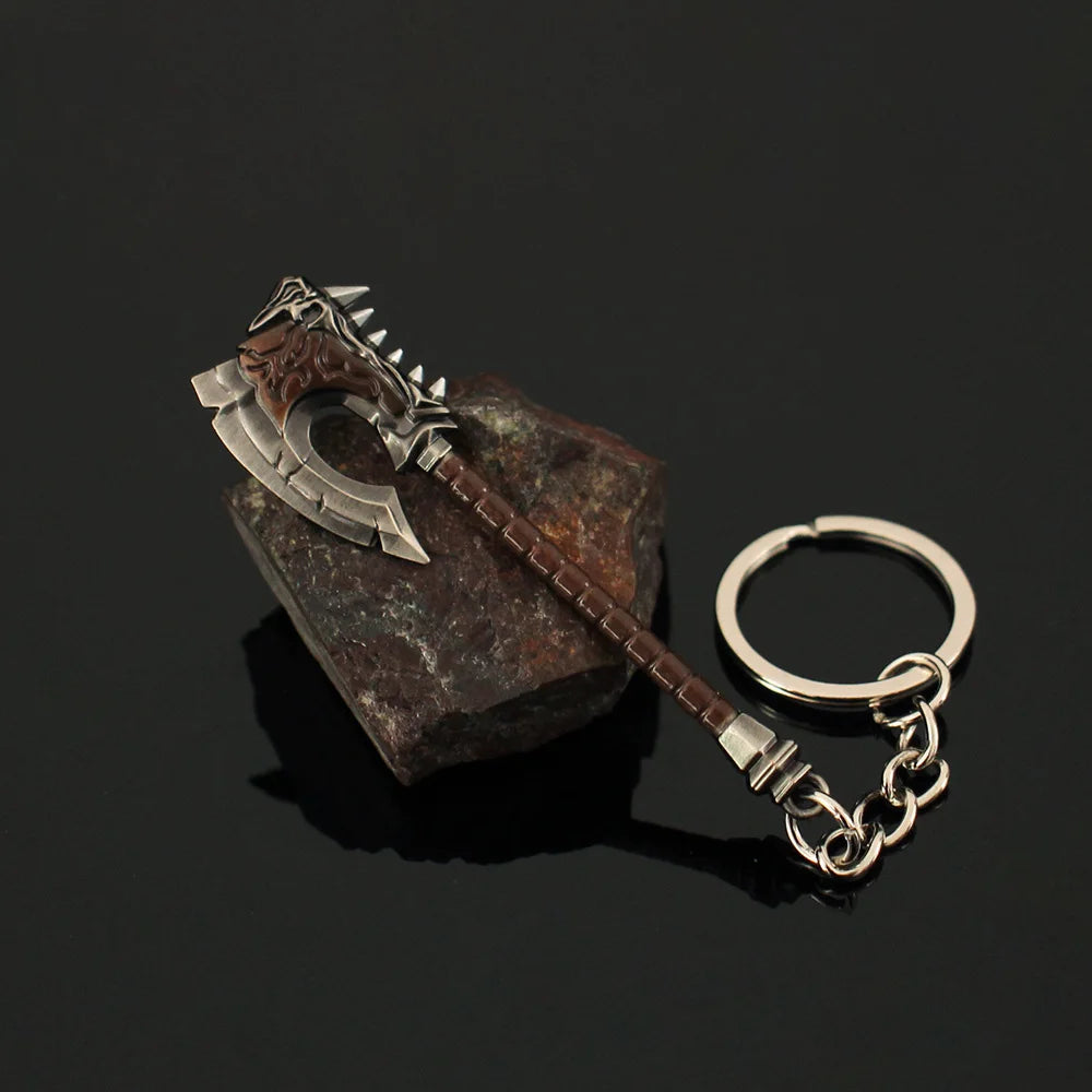 7cm Gorehowl Axe World of Warcrafts Model Keychain for Men Warsong Clan Chieftain Metal Pendant Key Ring Fans Car Bag Jewelry