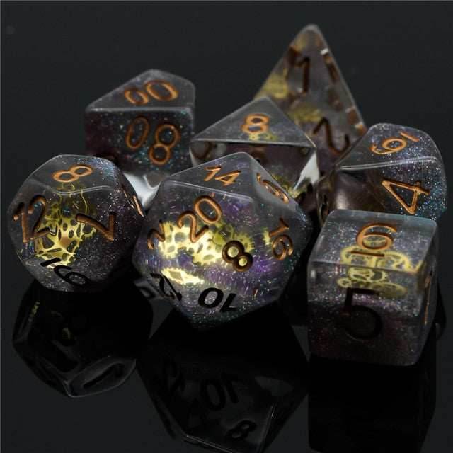 Glitter Mini Gearwheel Dice 7-Dice Dungeons and Dragons RPG - 
