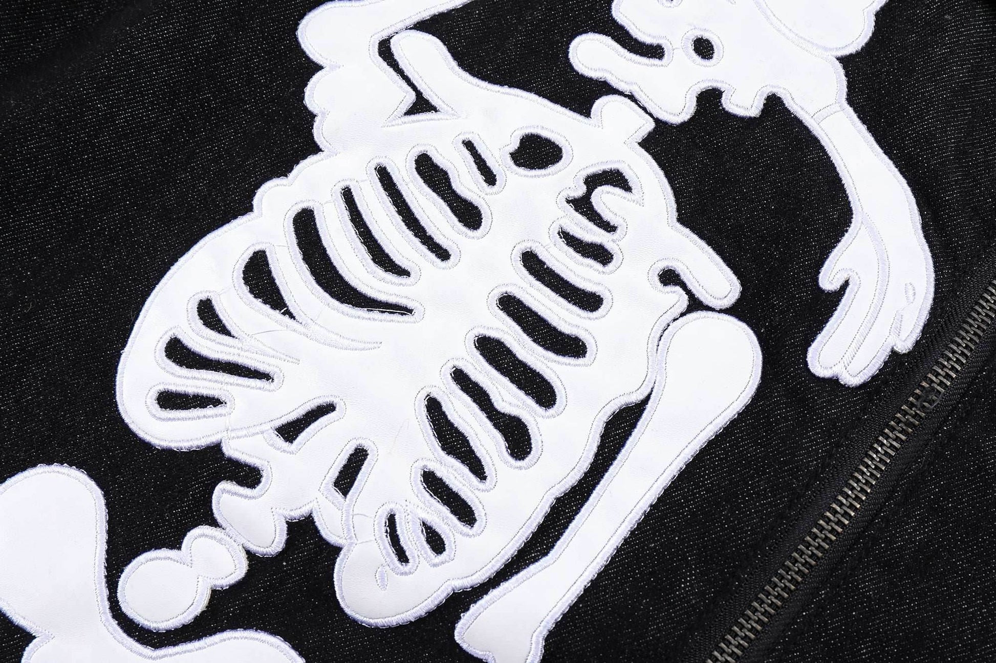 Crying Skeleton Denim Jacket - Black / M