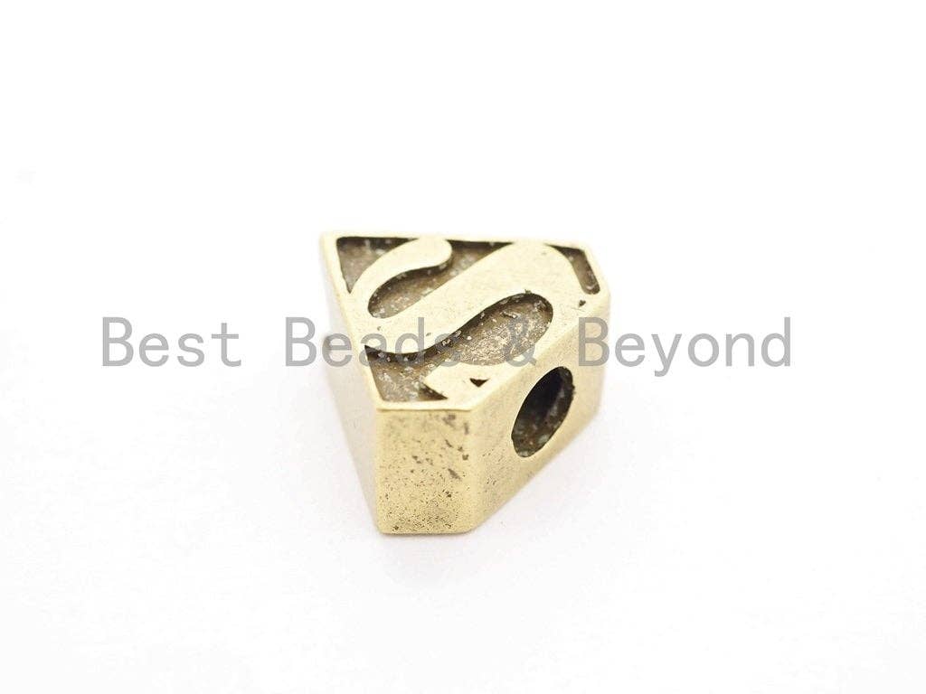 Antique Style Superman Symbol Bead, For 550 Paracord Survival Bracelet, Men's Bracelet Beads, Paracord KeyChain Beads, 17mm, 1pc, sku#Y130