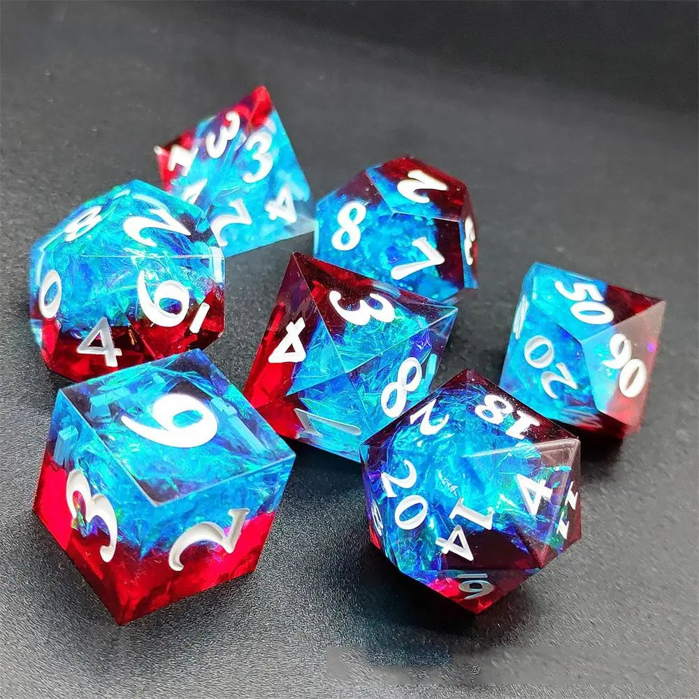 7Pcs Hollow Polyhedral Dice Set Metal Dices Table Games Accessory  For D&d DND D6 D8 D10 D12 D20