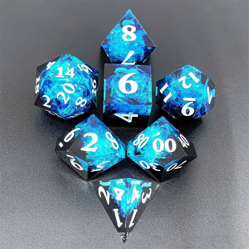 7Pcs Hollow Polyhedral Dice Set Metal Dices Table Games Accessory  For D&d DND D6 D8 D10 D12 D20