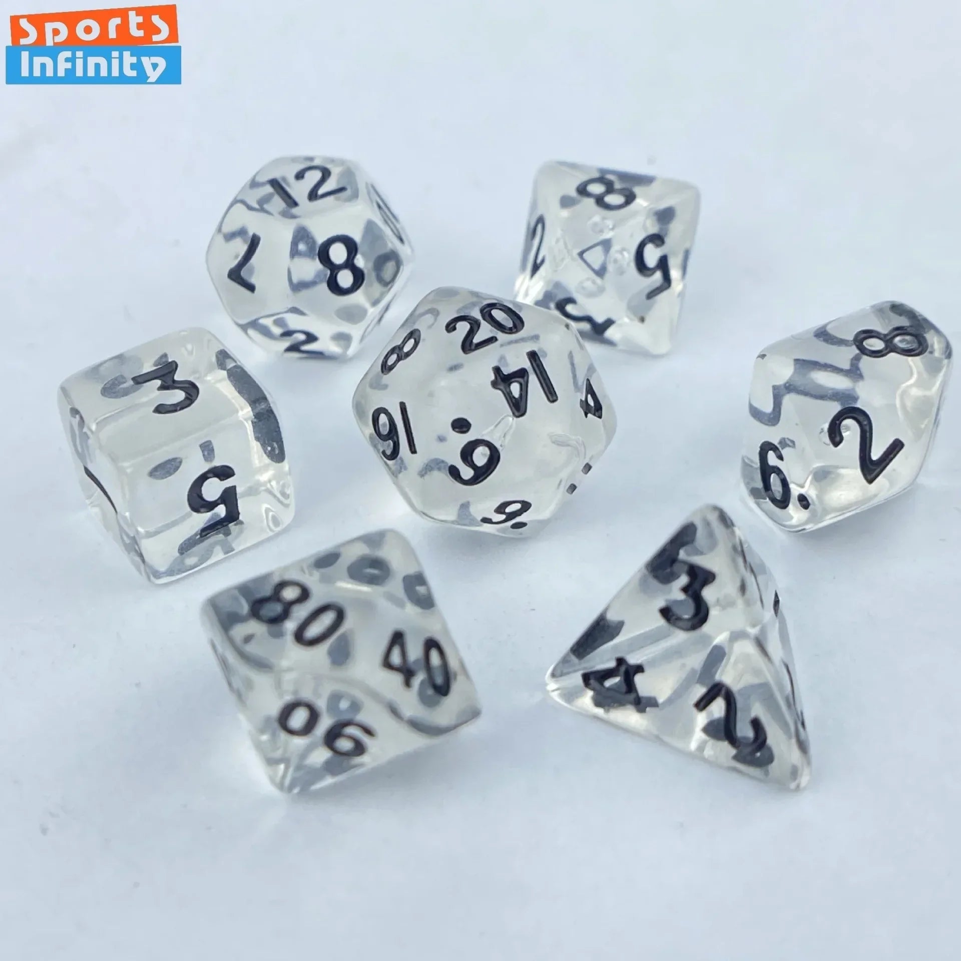 7pcs of Mini Acrylic Dice Set Candy Colored Dice Running Group Board Game Dice D20 D12 D10 D8 D6 D4 DND and COC Polyhedral