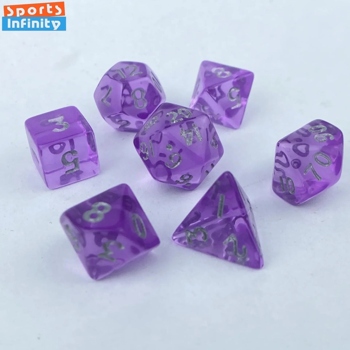 7pcs of Mini Acrylic Dice Set Candy Colored Dice Running Group Board Game Dice D20 D12 D10 D8 D6 D4 DND and COC Polyhedral