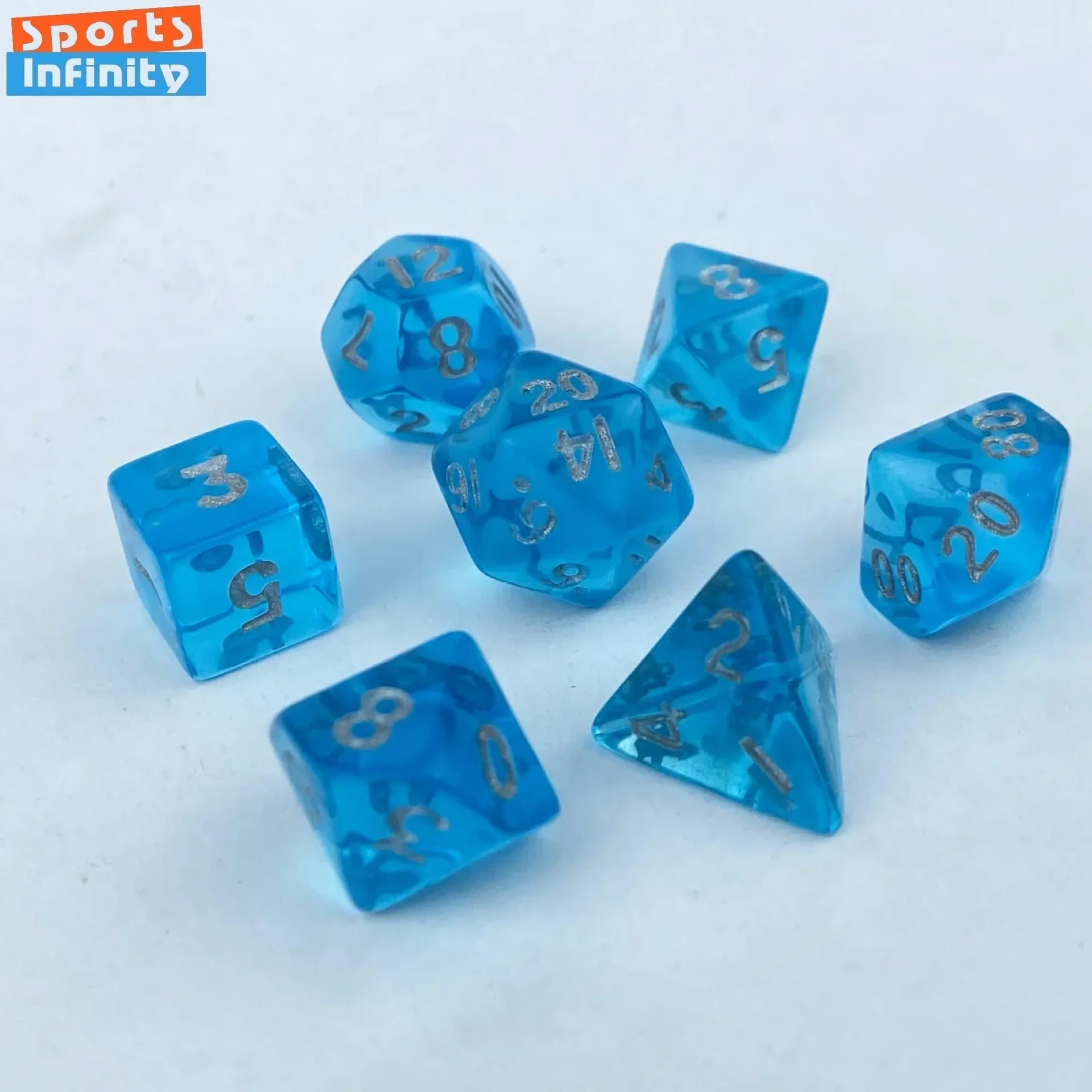 7pcs of Mini Acrylic Dice Set Candy Colored Dice Running Group Board Game Dice D20 D12 D10 D8 D6 D4 DND and COC Polyhedral