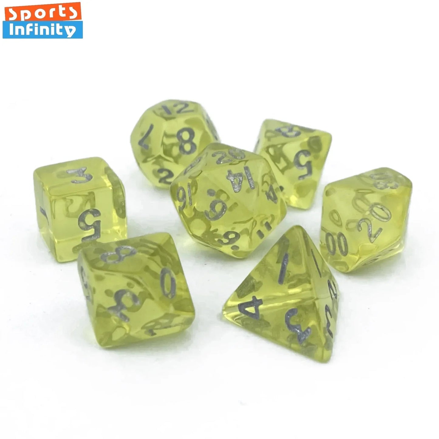 7pcs of Mini Acrylic Dice Set Candy Colored Dice Running Group Board Game Dice D20 D12 D10 D8 D6 D4 DND and COC Polyhedral