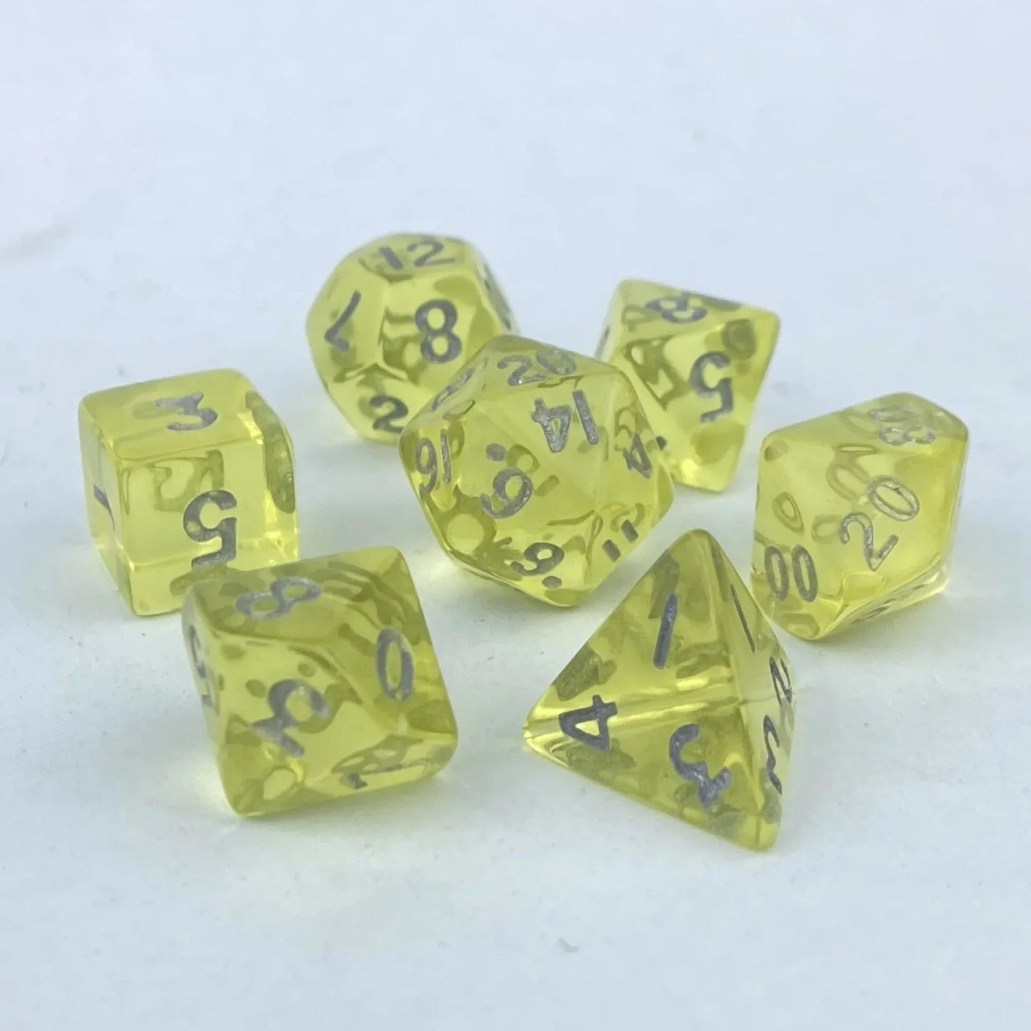 7pcs of Mini Acrylic Dice Set Candy Colored Dice Running Group Board Game Dice D20 D12 D10 D8 D6 D4 DND and COC Polyhedral