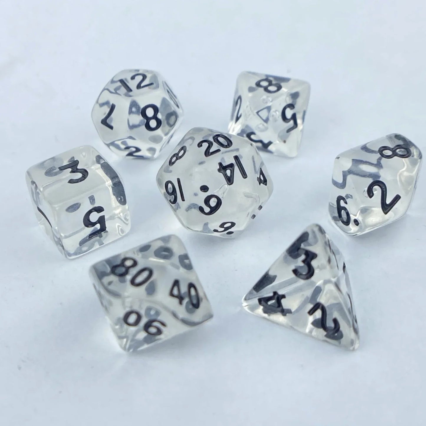 7pcs of Mini Acrylic Dice Set Candy Colored Dice Running Group Board Game Dice D20 D12 D10 D8 D6 D4 DND and COC Polyhedral