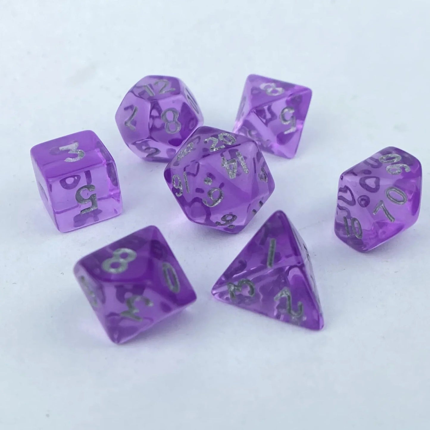 7pcs of Mini Acrylic Dice Set Candy Colored Dice Running Group Board Game Dice D20 D12 D10 D8 D6 D4 DND and COC Polyhedral