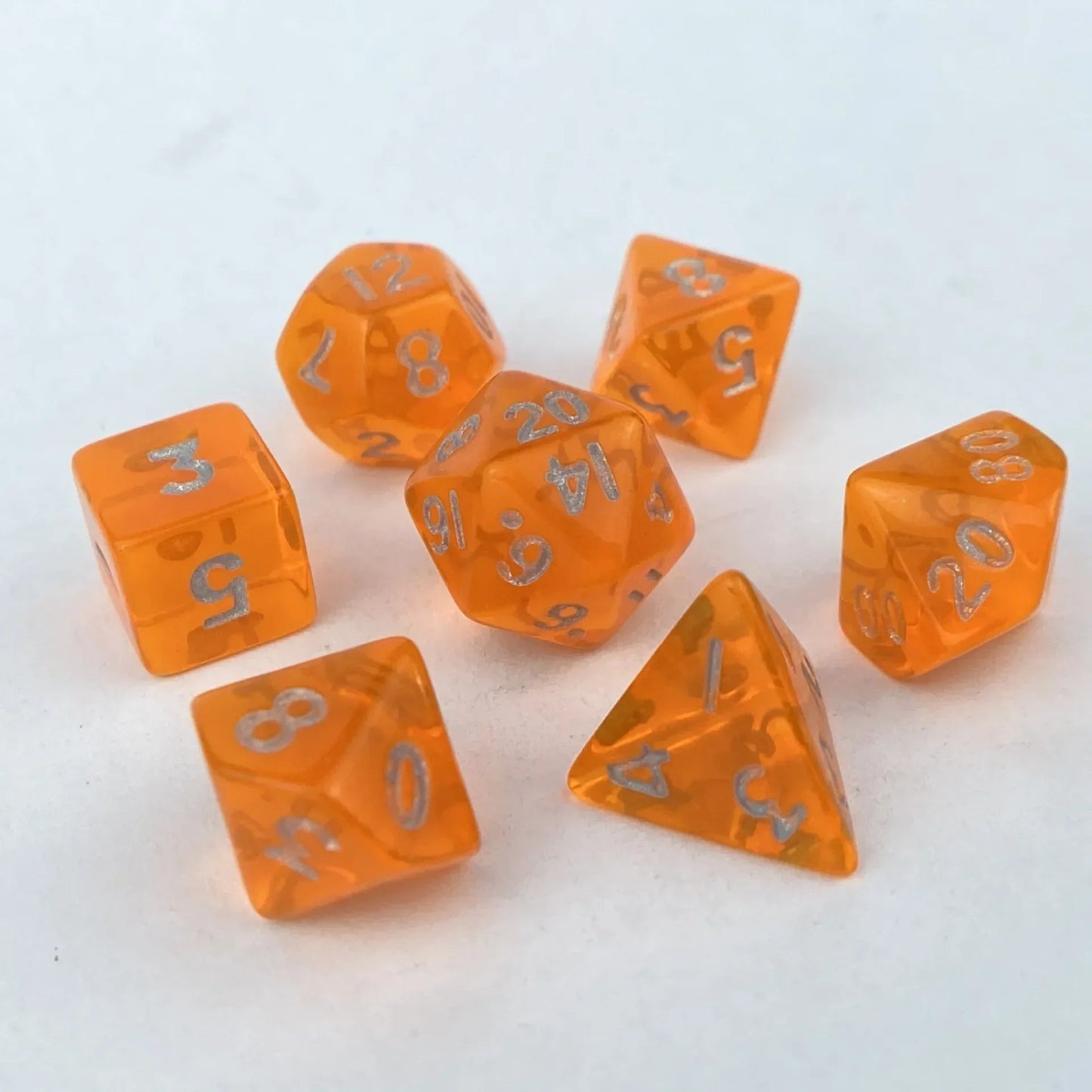 7pcs of Mini Acrylic Dice Set Candy Colored Dice Running Group Board Game Dice D20 D12 D10 D8 D6 D4 DND and COC Polyhedral