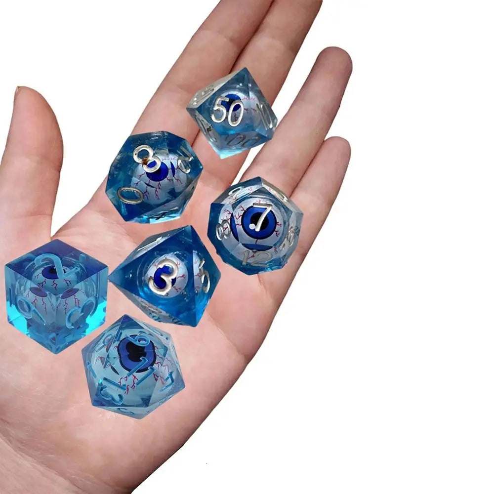 7pcs/Set Eyes Liquid Core Handmade Dice Set Polyhedral Funny Dice  Resin DND Dice Set Handmade Dice Set