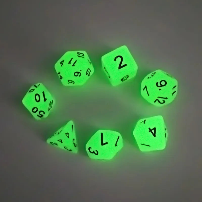 7pcs/set Luminous Dice Numbers of D4 D6 D8 D10 D% D12 D20 Polyhedral Dice for KTV Night Club Pub Entertainment Table Game Dice