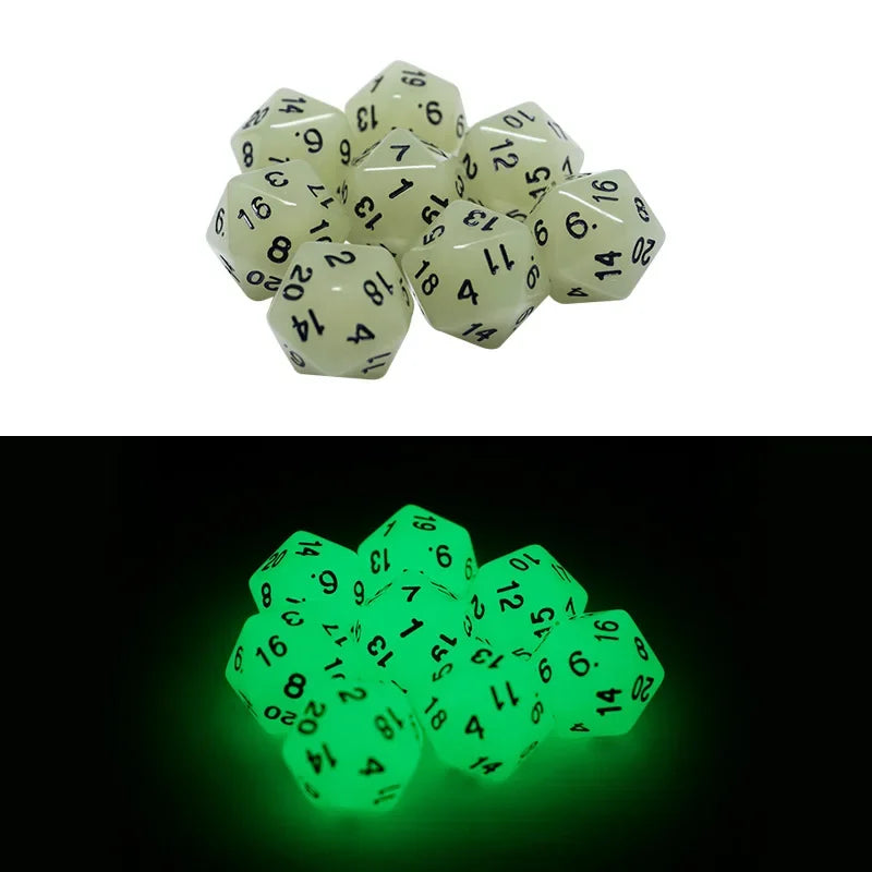 7pcs/set Luminous Dice Numbers of D4 D6 D8 D10 D% D12 D20 Polyhedral Dice for KTV Night Club Pub Entertainment Table Game Dice