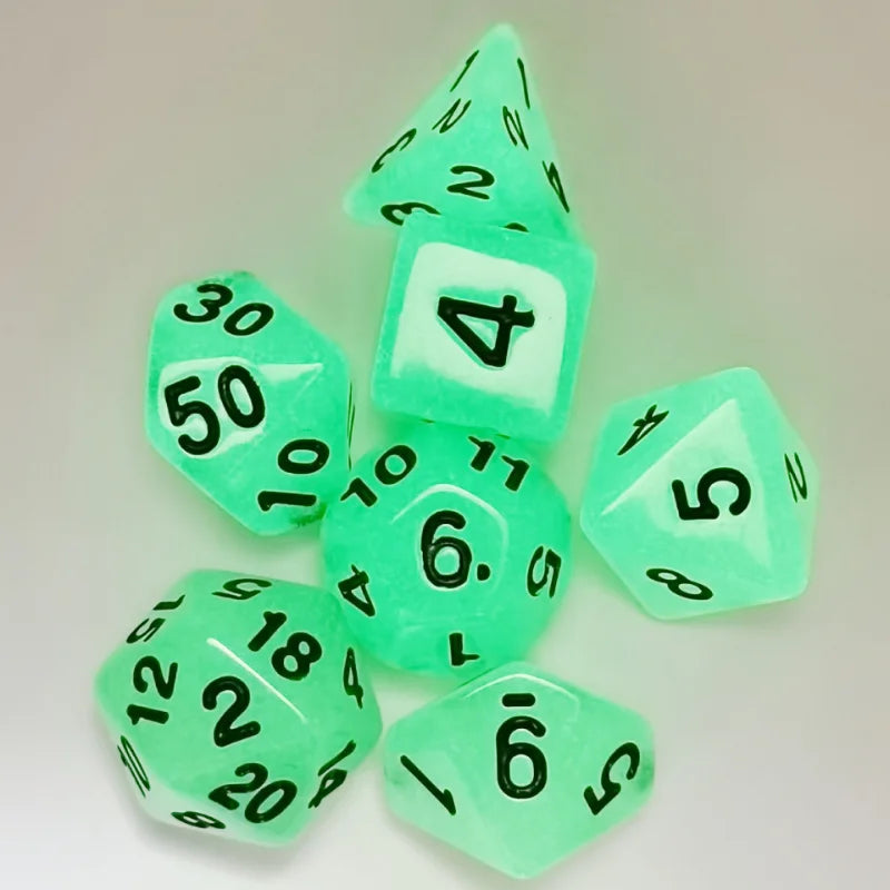 7Pcs/set Spot Luminous Dice Fluorescent Multifaceted Dice Set Board Game DND Glow dice Set