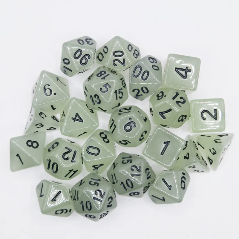 7Pcs/set Spot Luminous Dice Fluorescent Multifaceted Dice Set Board Game DND Glow dice Set