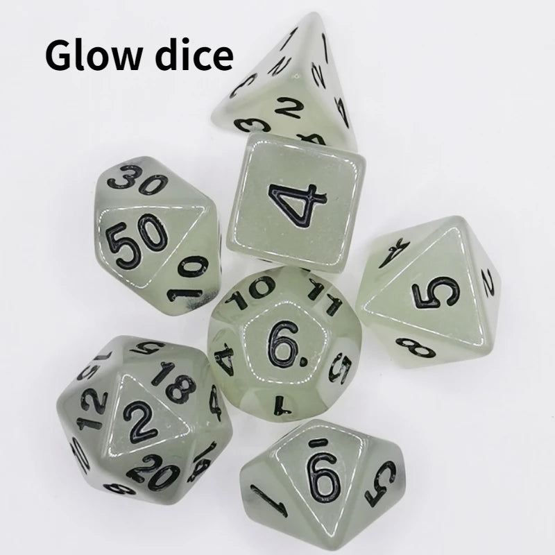 7Pcs/set Spot Luminous Dice Fluorescent Multifaceted Dice Set Board Game DND Glow dice Set