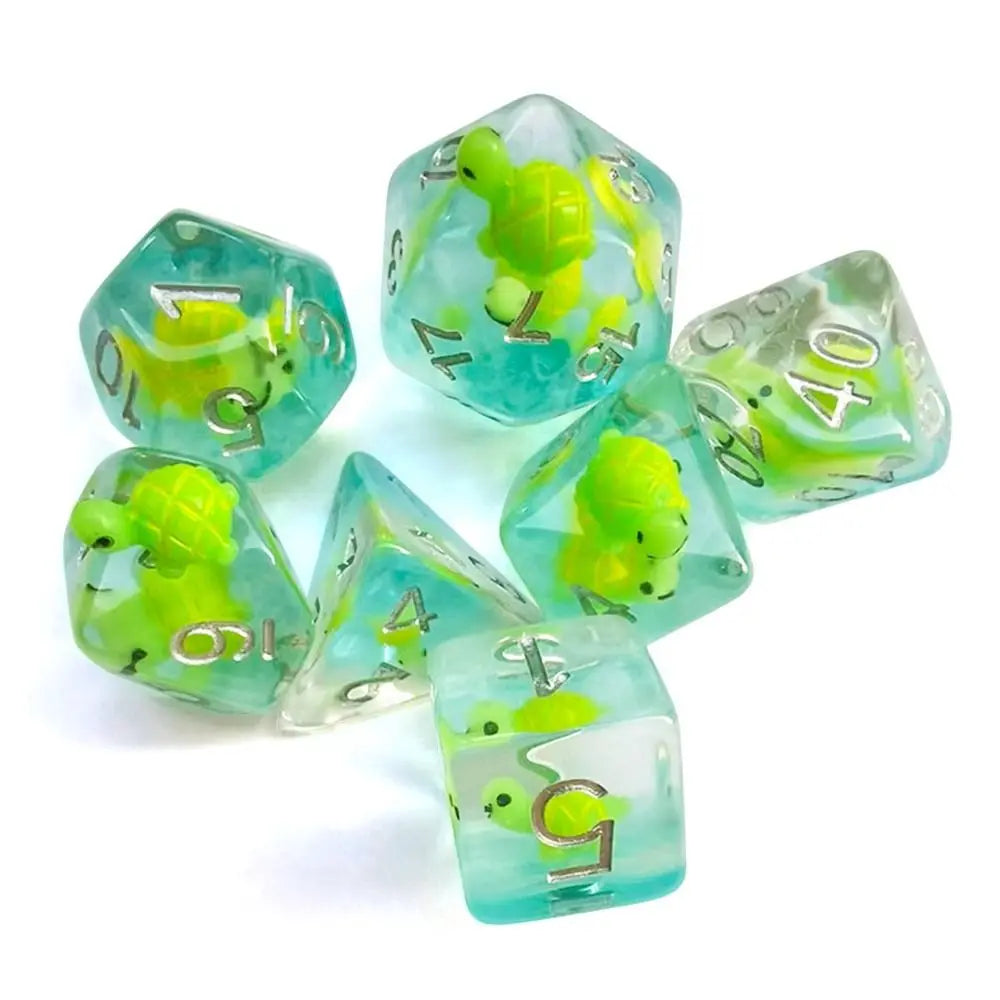 7Pcs Tortoise Dice Set Polyhedral Animal Game Dice For TRPG DND Accessories Polyhedral Dice For Board Card Game Math Games