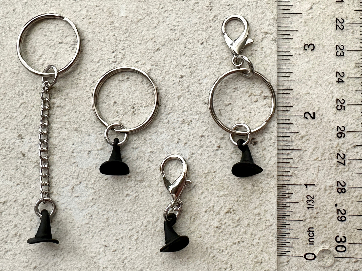 Black Witch Hat Zipper Pull Bag Charm Keychain