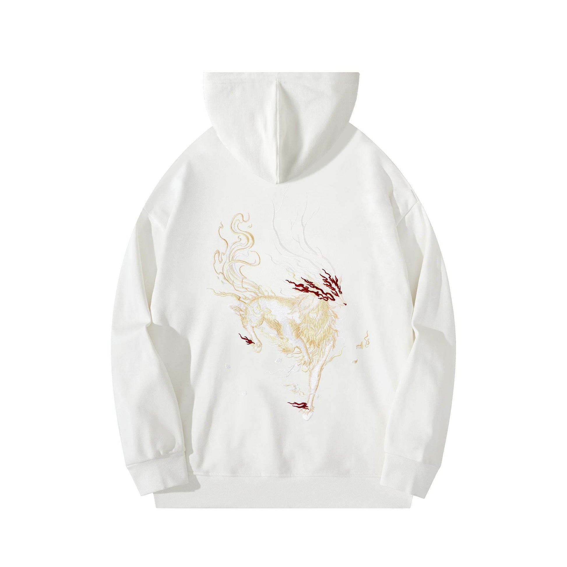 KH9229 Reindeer Embroidery Hoodie - White / S