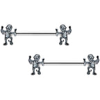 14G 9/16 Two Tone Halloween Mummy Barbell Nipple Ring Set