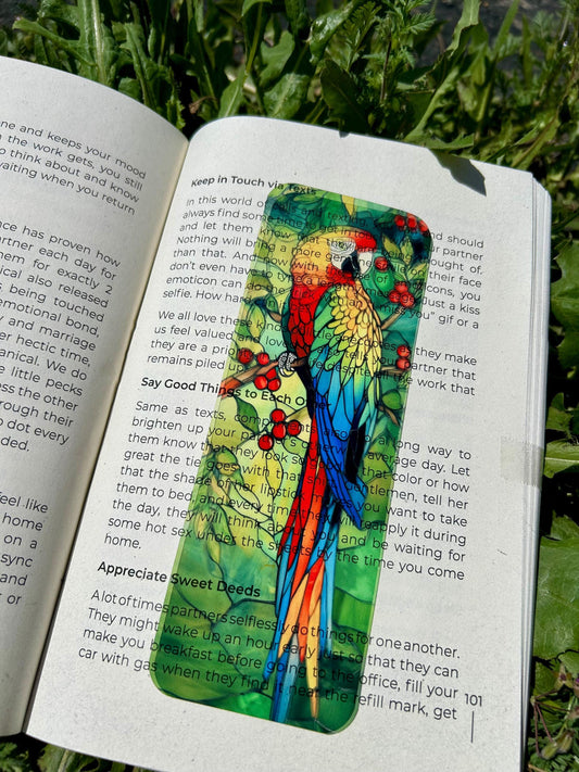 Tropical Macaw Bookmark - Colorful Parrot Book Accessory, Exotic Bird Lover Gift, Jungle Wildlife Bookmark, Unique Book Gift