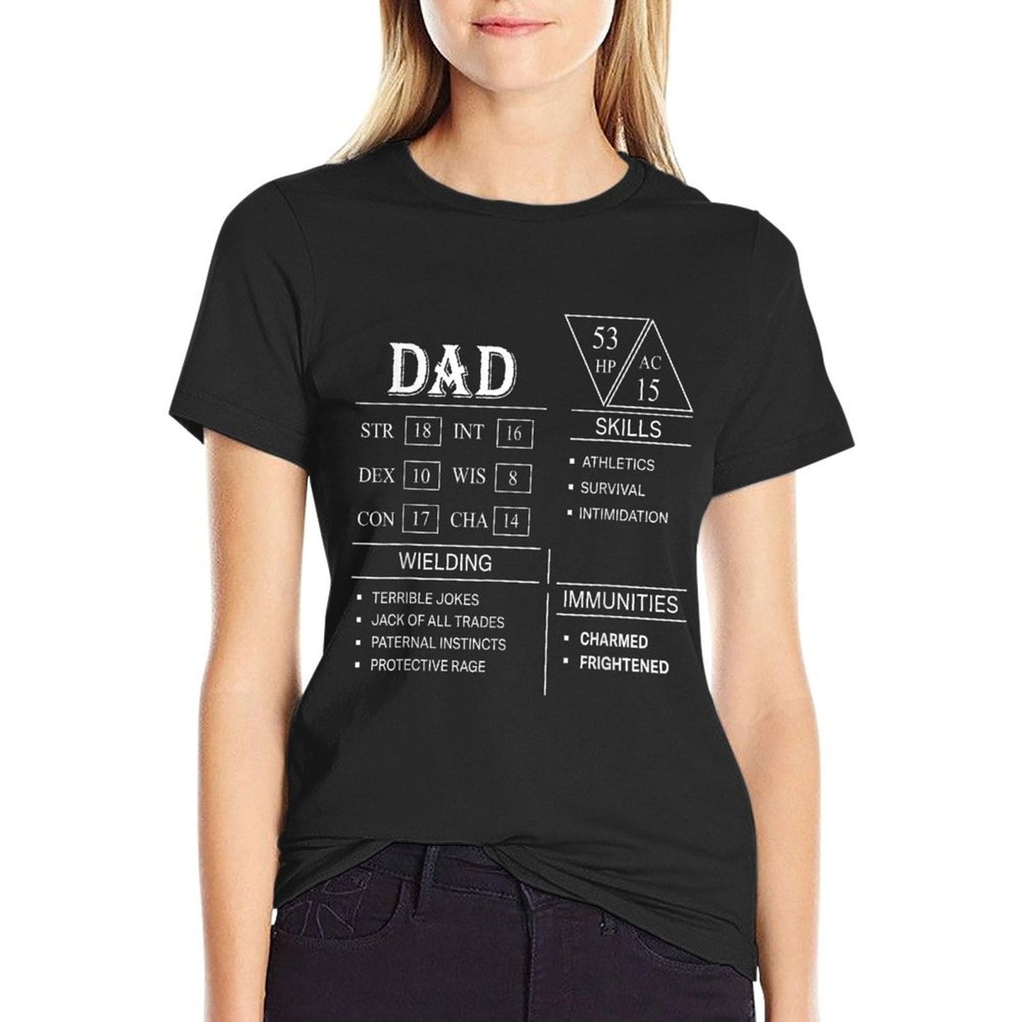 Roleplaying Dice Gamer Dragon Dad Stat Skills Wielding  Vintage-inspired T-Shirt