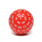 "Red" Single 100 Sided Polyhedral Dice (D100) | Solid Green Color (45mm) White