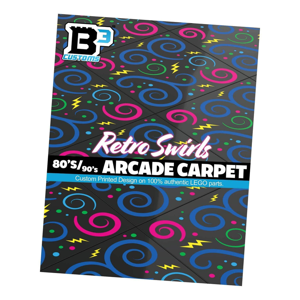 Custom 80's and 90's Arcade Carpet 6x6 Tiles (Swirls) Pack of 10 made with LEGO parts - 