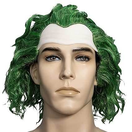 Psycho Clown Joke Villain Green Hair Wig - 