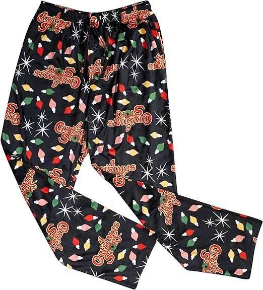 Brushed Fleece Holiday Lights Pj Lounge Pants Pajamas for Men - S