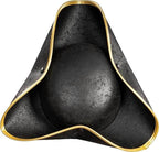 Pirate Hat Tricorn Faux Leather Colonial Renaissance Halloween Cosplay Costume Hat - Black