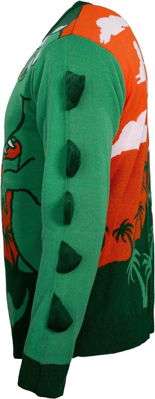 3D T-Rex Santa Hat Light UP Sweater - S