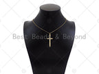 Gold Filled CZ Micro Pave Cross Sword Shape Pendan,18K Gold Filled Cross Charm, Necklace Bracelet Charm Pendant,18x43mm,Sku#Y460