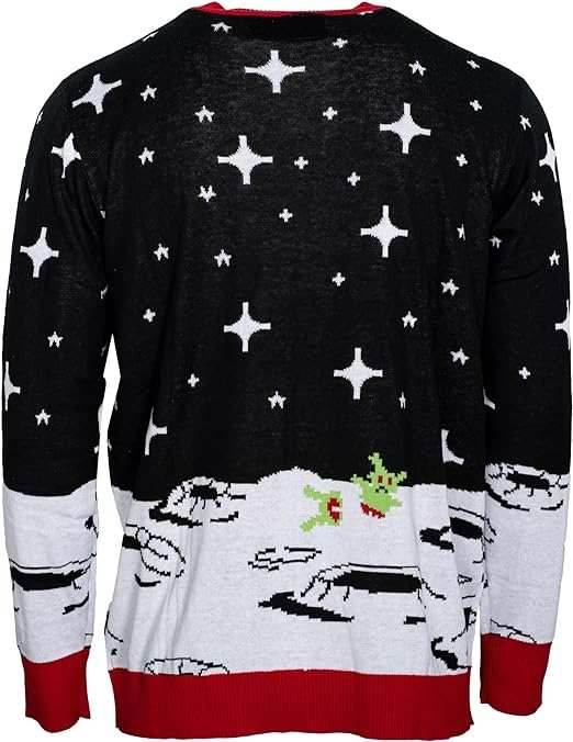 Santa Claus Riding T-Rex on Moon Pixelated - S