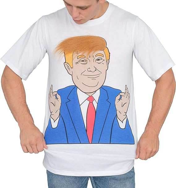 Costume Agent Former President 3D Hair White T-Shirt - S