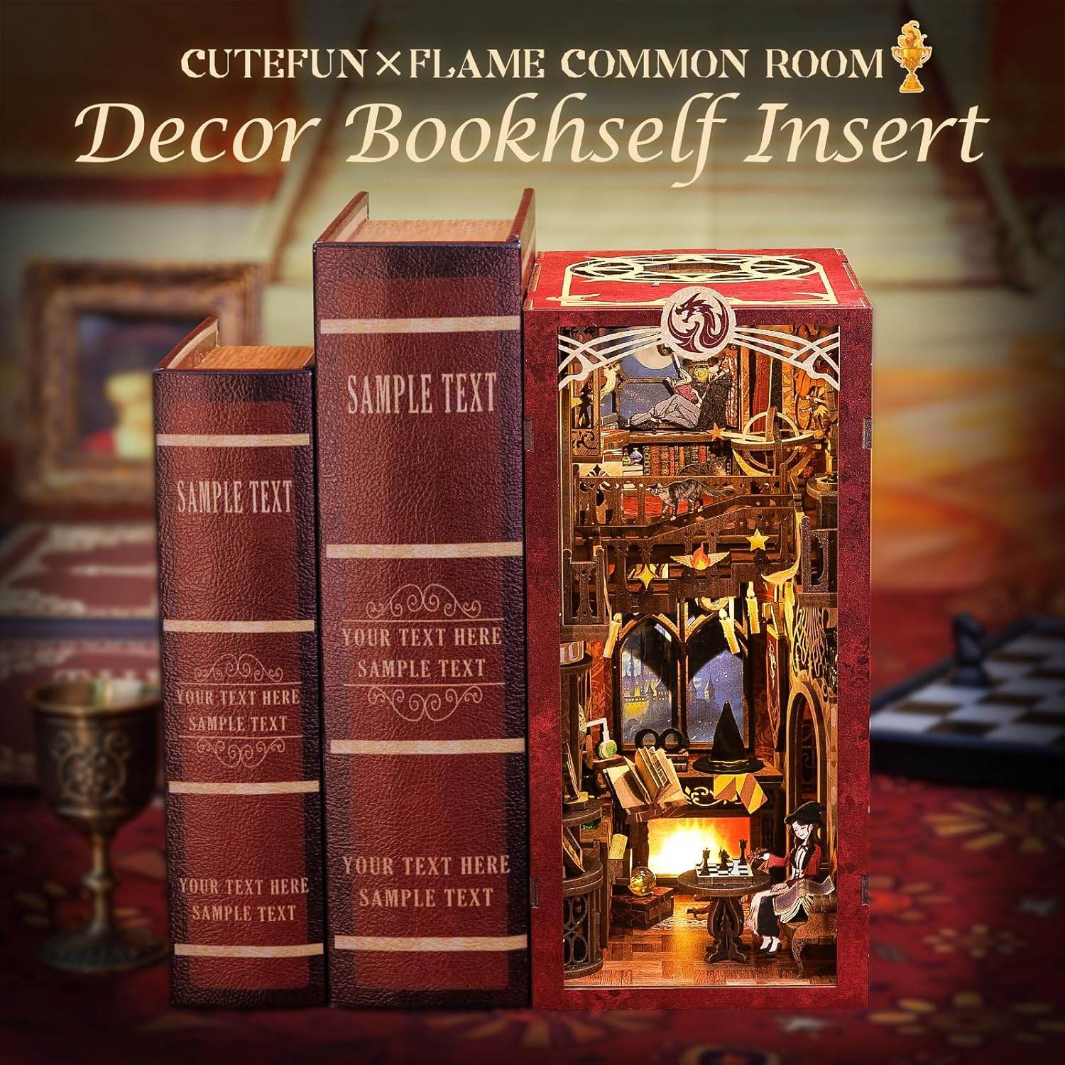 Book Nook Wizardi Miniature - Flame Common Room Roombox Kit - 