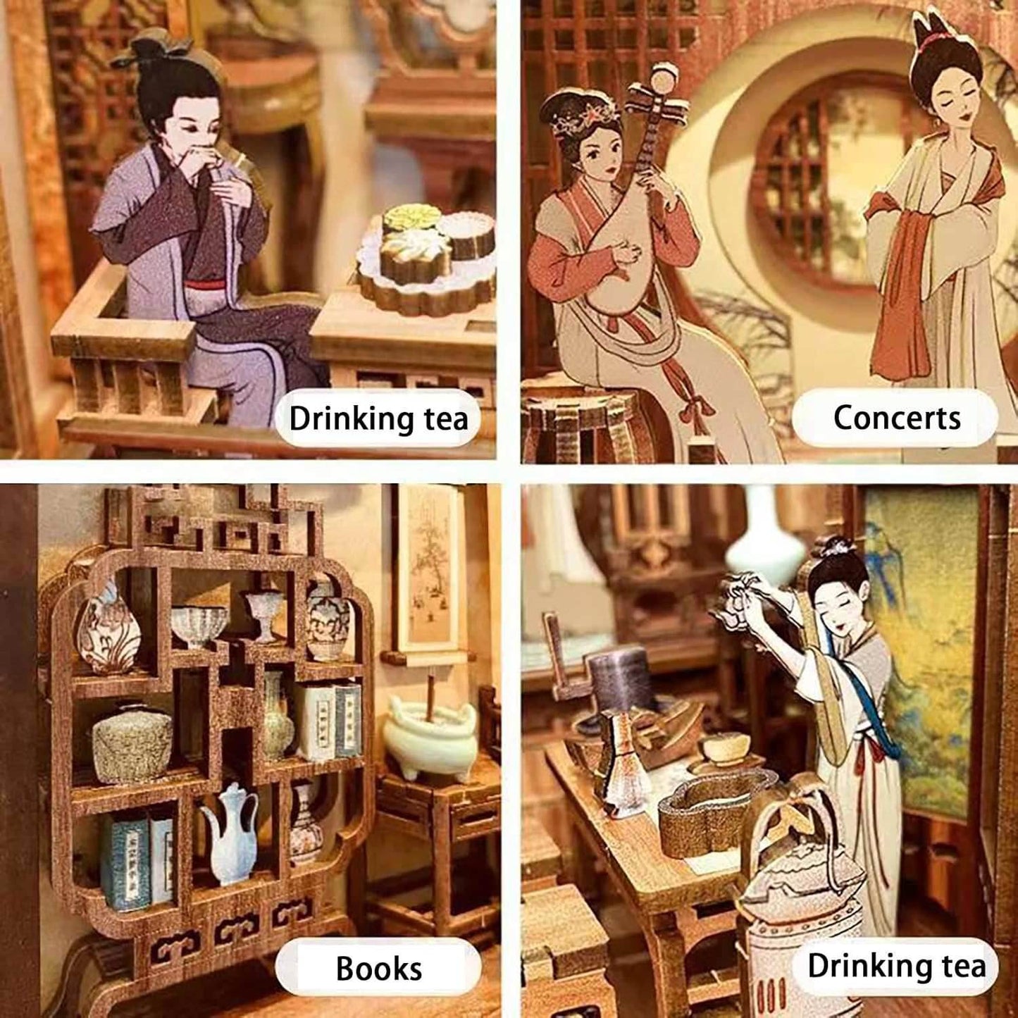 Book Nook Wizardi Miniature - Elegant Song Dynasty Roombox Kit - 
