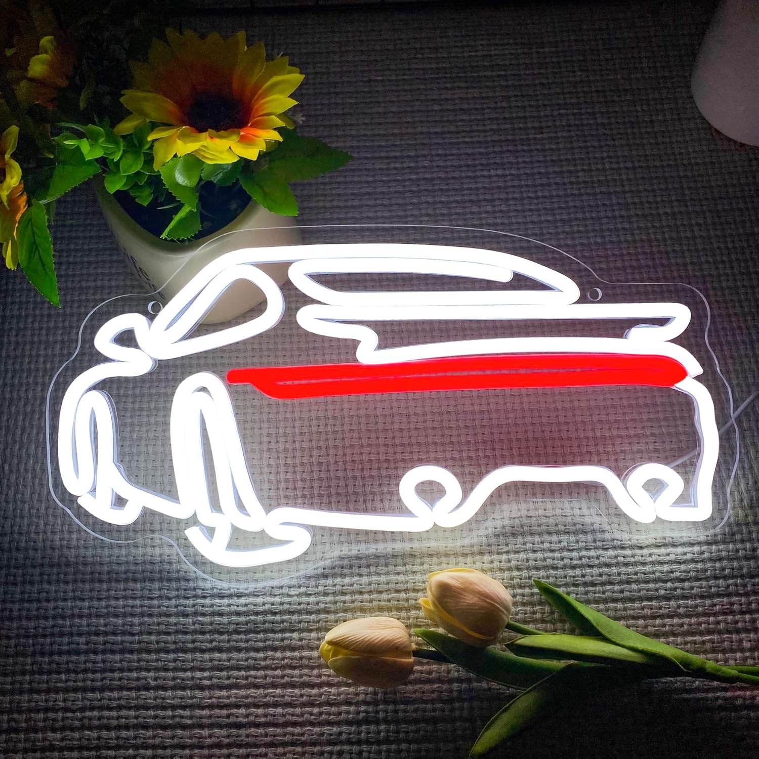 Sports Car Neon Signs for Wall Decor,Dimmable Garage Neon Light,Usb Powered Car Signs for Kids Bedroom Boys Room Playroom Man Cave Bar Birthday Gifts(15 * 7.9in) - 