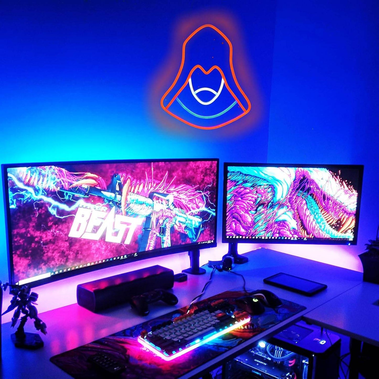 Assassin Neon Sign - Dimmable USB Powered Neon Wall Decor for Game Room & Bedroom - 