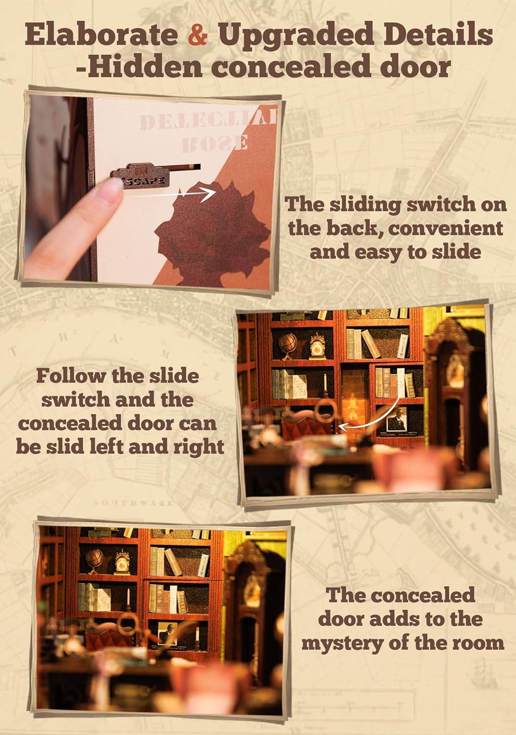 Book Nook Wizardi Miniature - Rose Detective Agency Roombox Kit - 