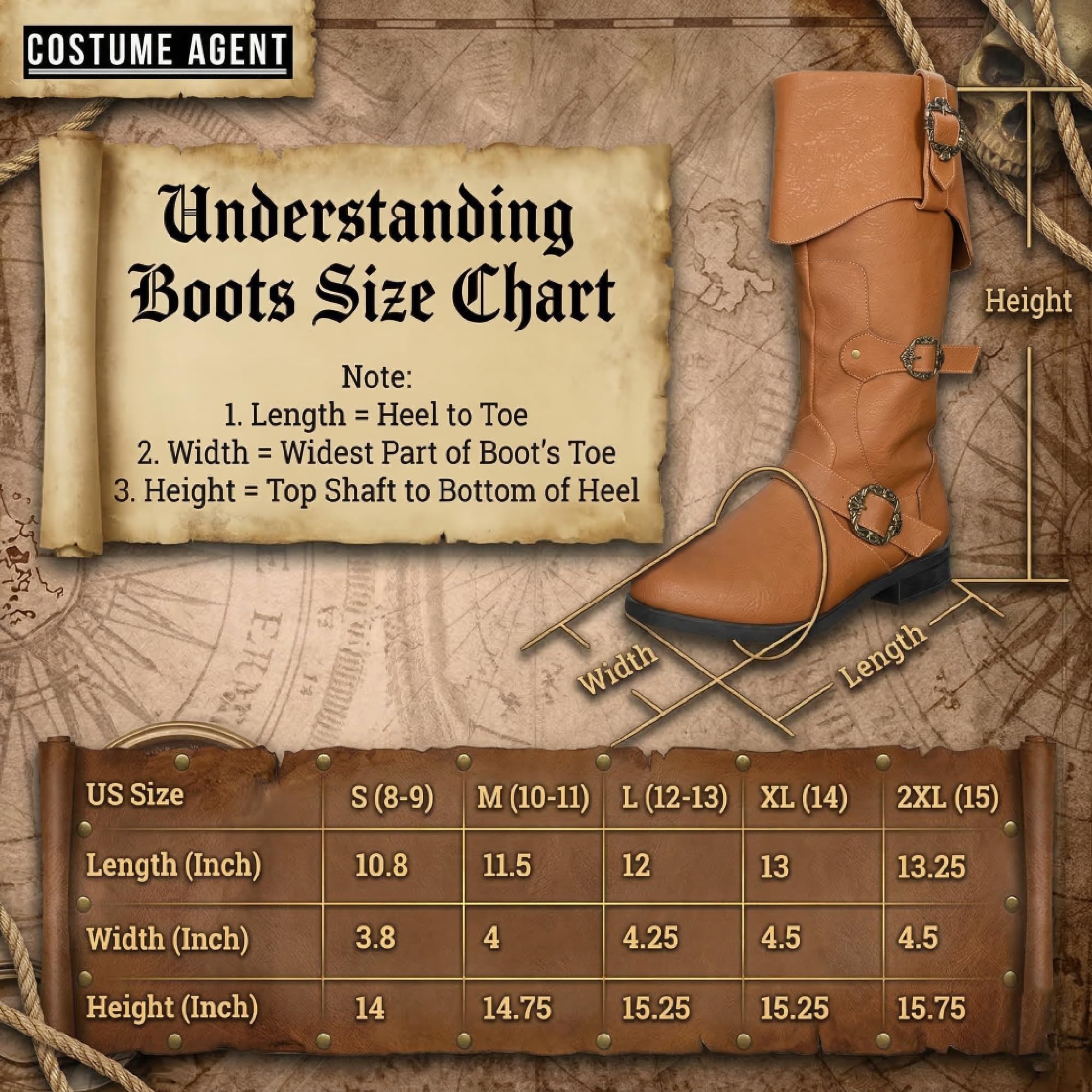 Caribbean Pirate Costume Boots