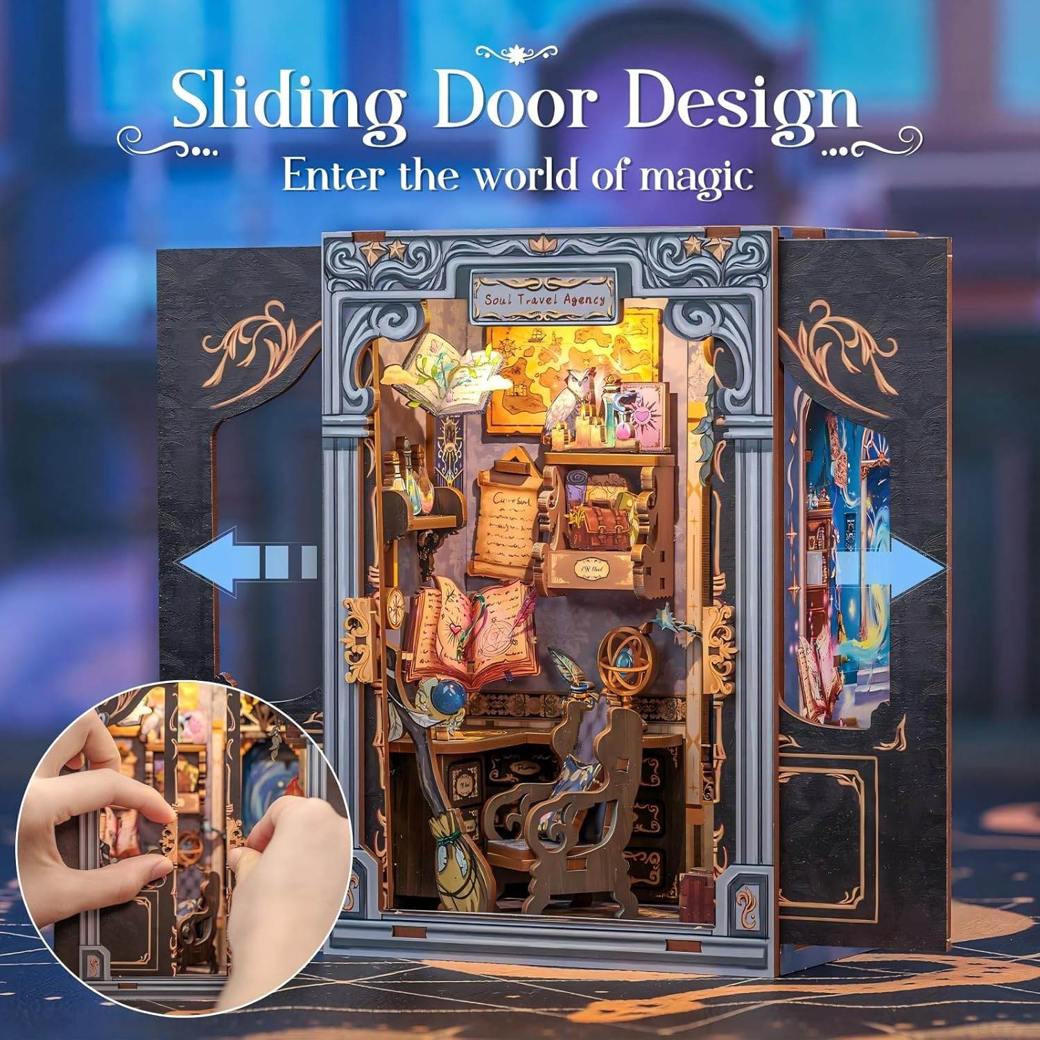 Book Nook Wizardi Miniature - Soul Travel Agency Roombox Kit - 