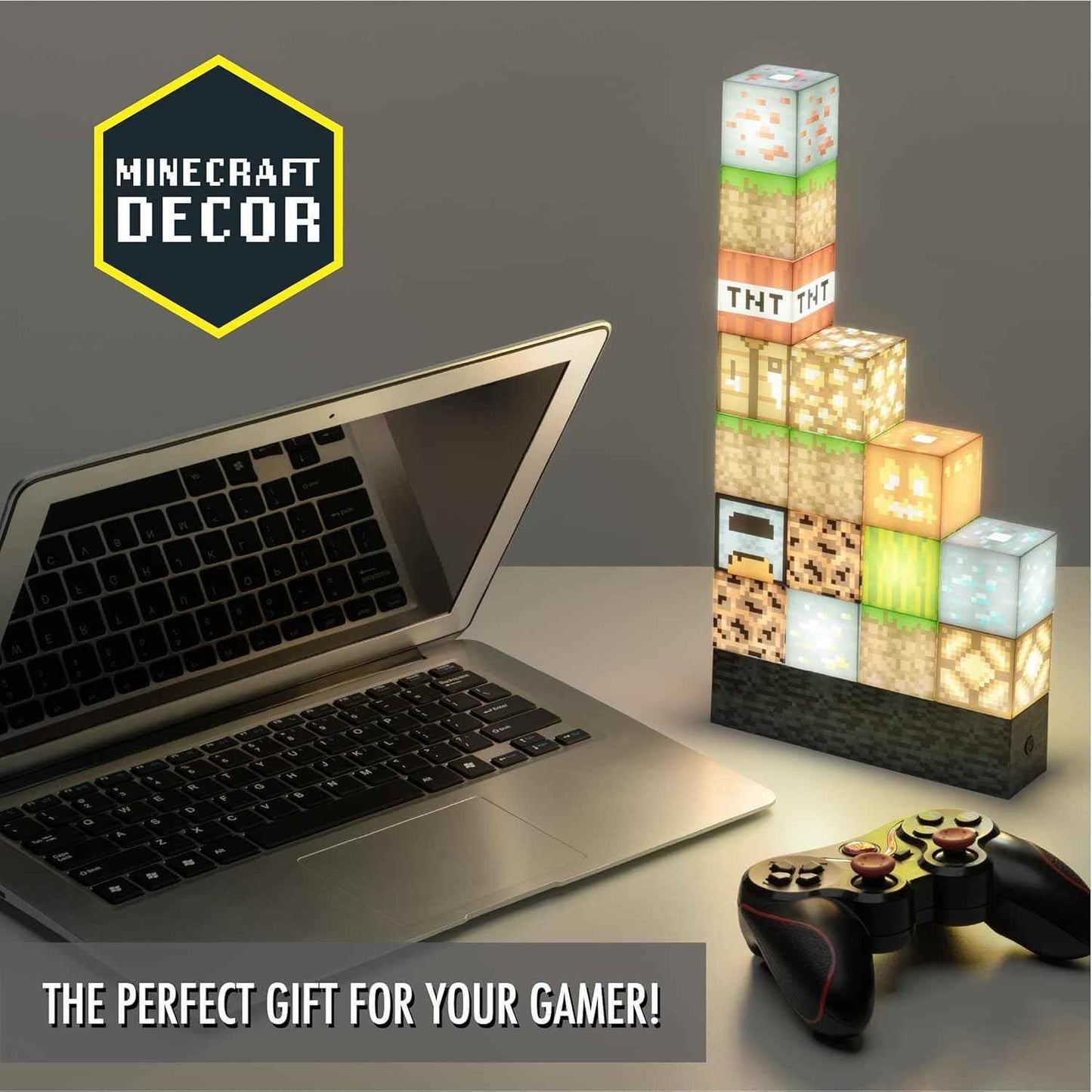 Minecraft Night Light – LED Block Lamp | Custom Stackable Light Blocks for Gaming Room - 